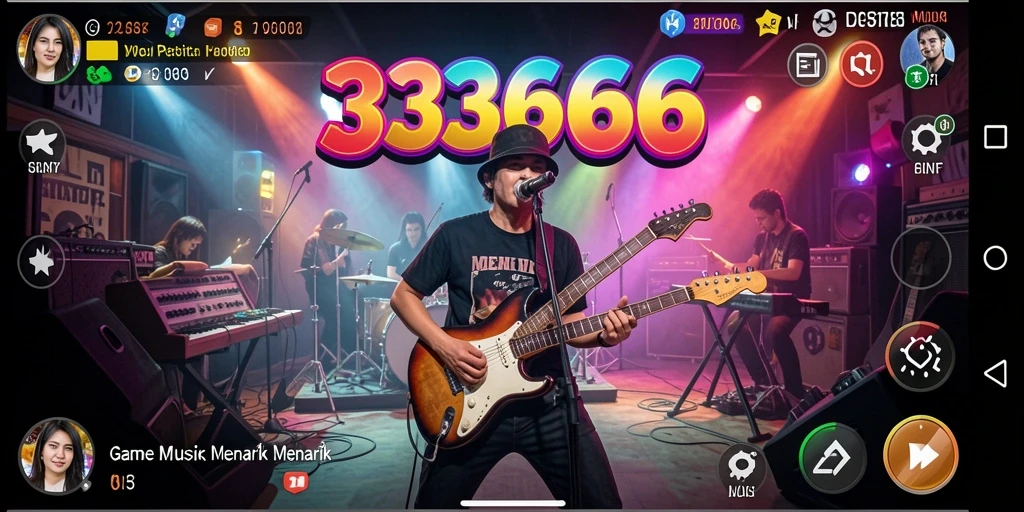 Tangkapan layar gameplay <strong>333666</strong> menunjukkan interaksi seru dengan musik.