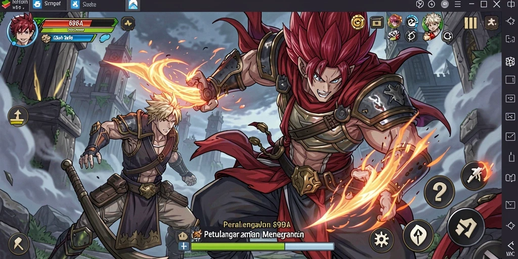 Tampilan aksi seru dalam gameplay 898A yang penuh warna.