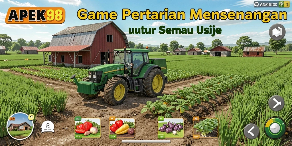 Gameplay APEK88 menampilkan ladang yang subur dan tanaman yang segar.