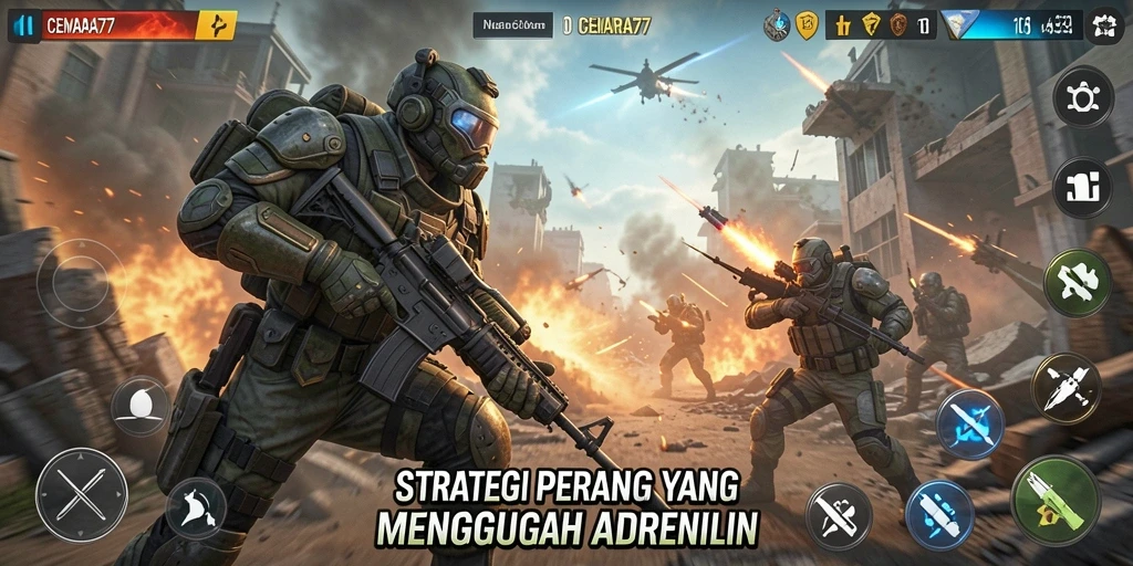 Tampilan gameplay menarik dari CEMARA77 yang menunjukkan pertempuran strategi.