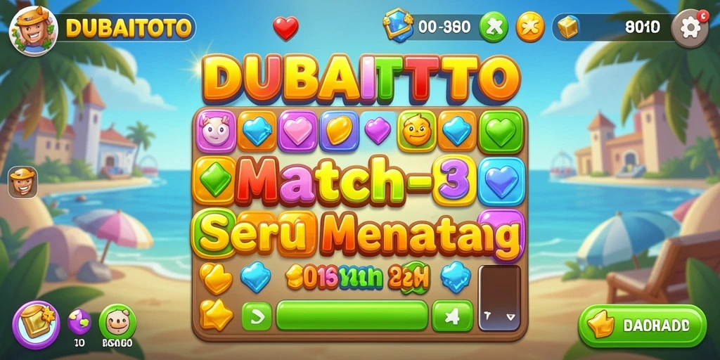 Tampilan gameplay DUBAITOTO dengan kombinasi permata yang menarik.