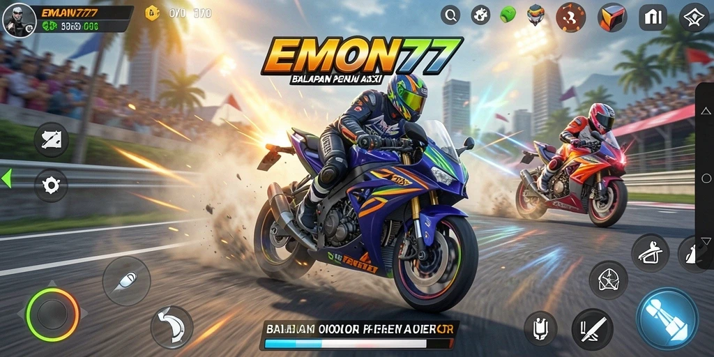 Gameplay balapan motor yang seru dan menantang.