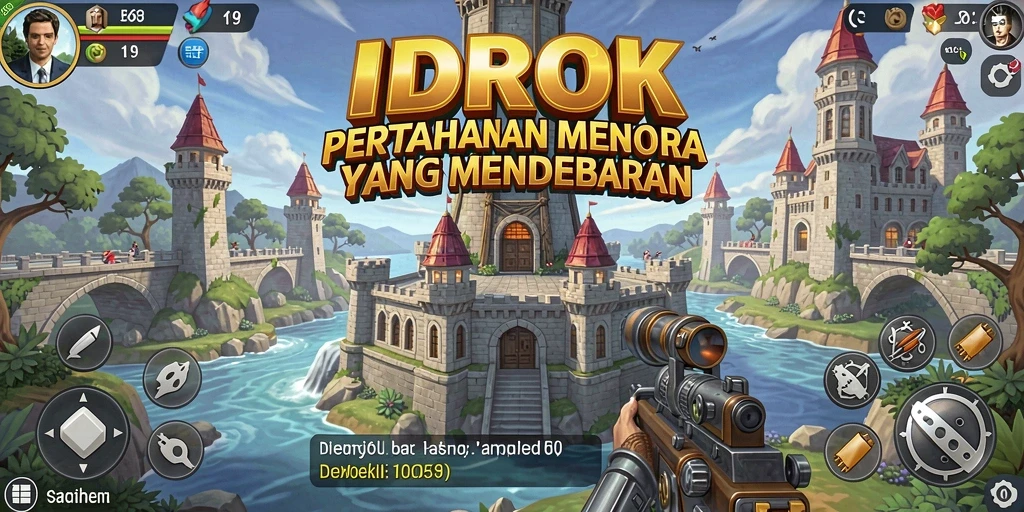 Tangkapan layar menunjukkan aksi seru dalam game Tower Defense IDROK.