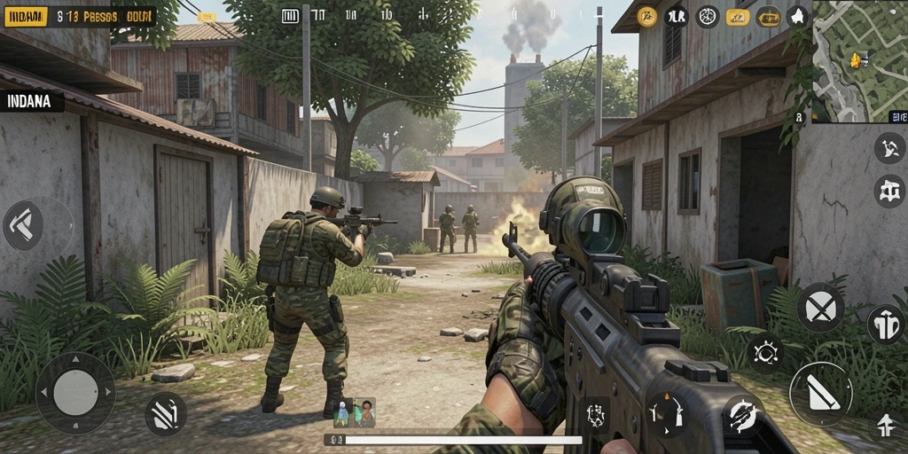 Tampilan dinamis gameplay INDAAA dalam aksi TPS.