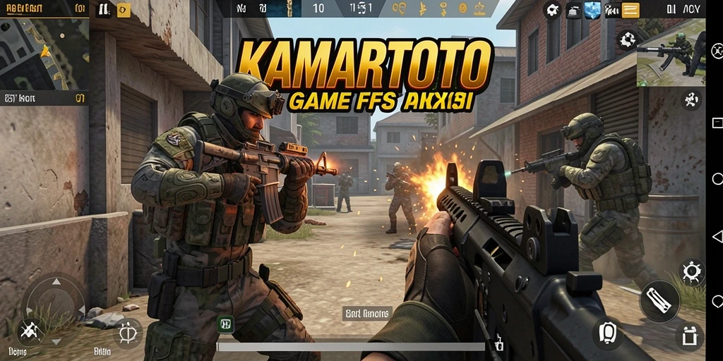 Screenshot gameplay KAMARTOTO menampilkan aksi tembak-menembak yang mendebarkan.