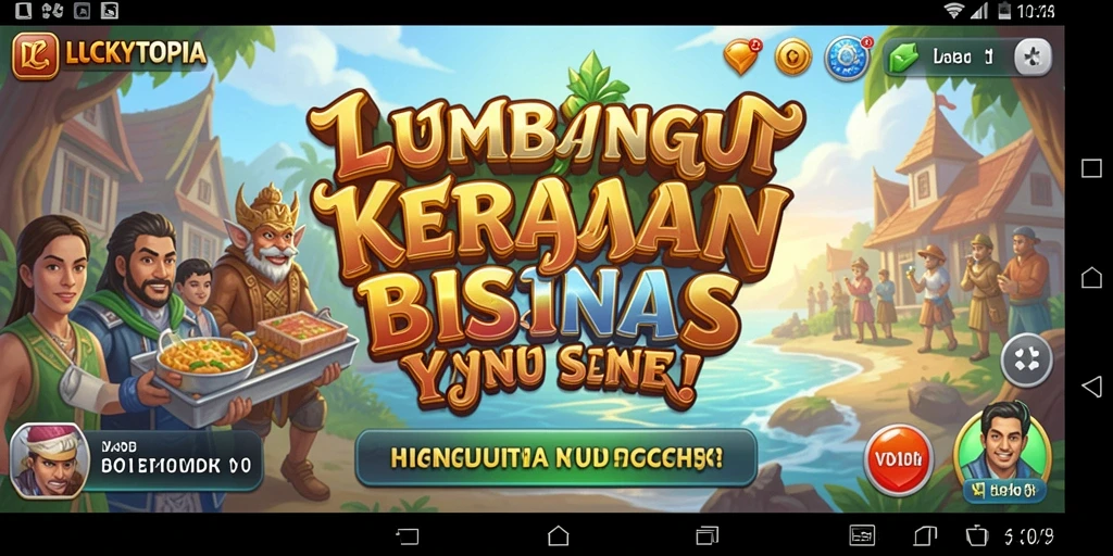 Menampilkan gameplay menarik dan pembangunan bisnis di LUCKYTOPIA.