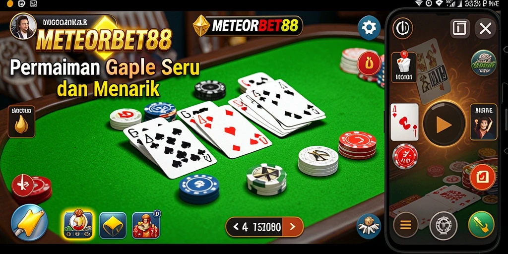 Screenshot gameplay METEORBET88 menampilkan aksi seru Gaple.