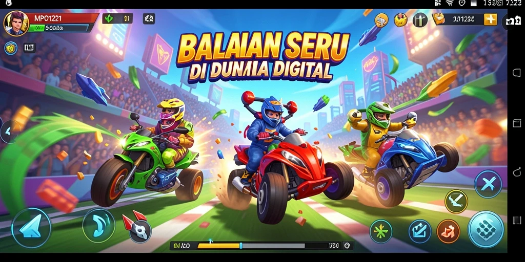 Screenshot utama MPO1221 menampilkan aksi balapan yang mendebarkan.