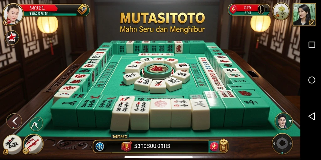 Tampilan gameplay seru dari MUTASITOTO dengan desain ubin Mahjong yang menarik.