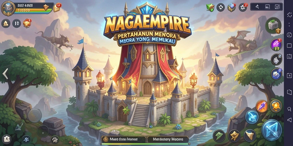 Gameplay NAGAEMPIRE menampilkan strategi Tower Defense yang mendebarkan.
