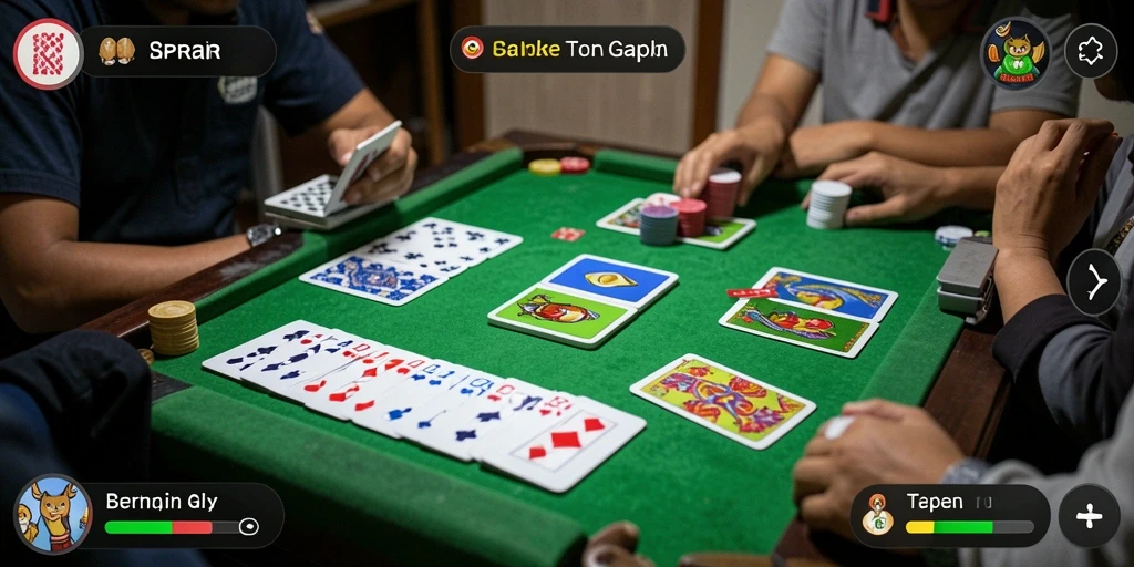 Screenshot gameplay RPRR yang menunjukkan serunya bermain Gaple.