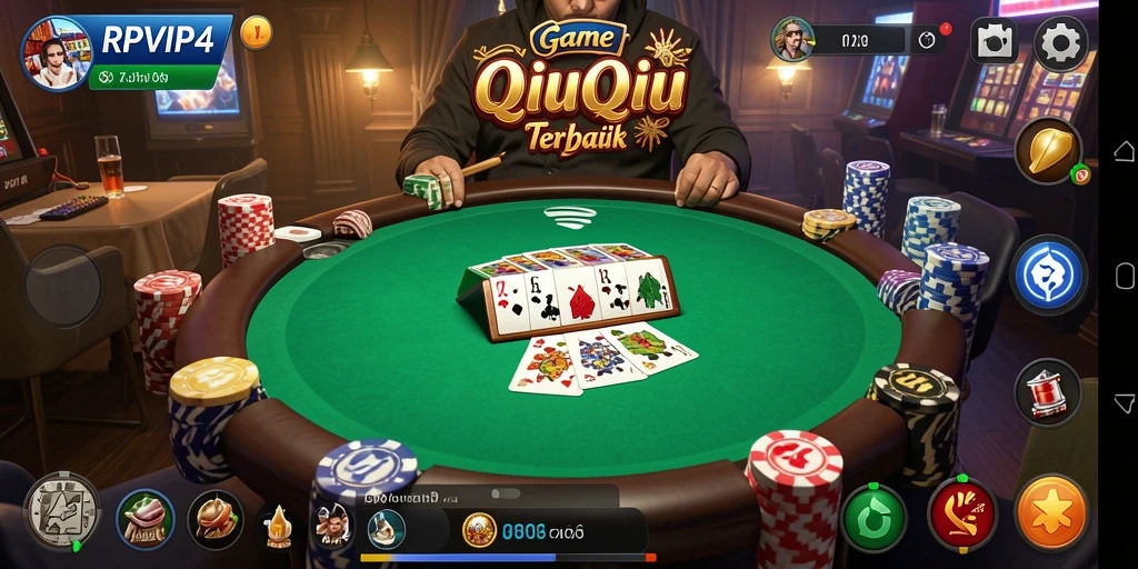 Screenshot RPVIP4 menampilkan aksi seru permainan QiuQiu.