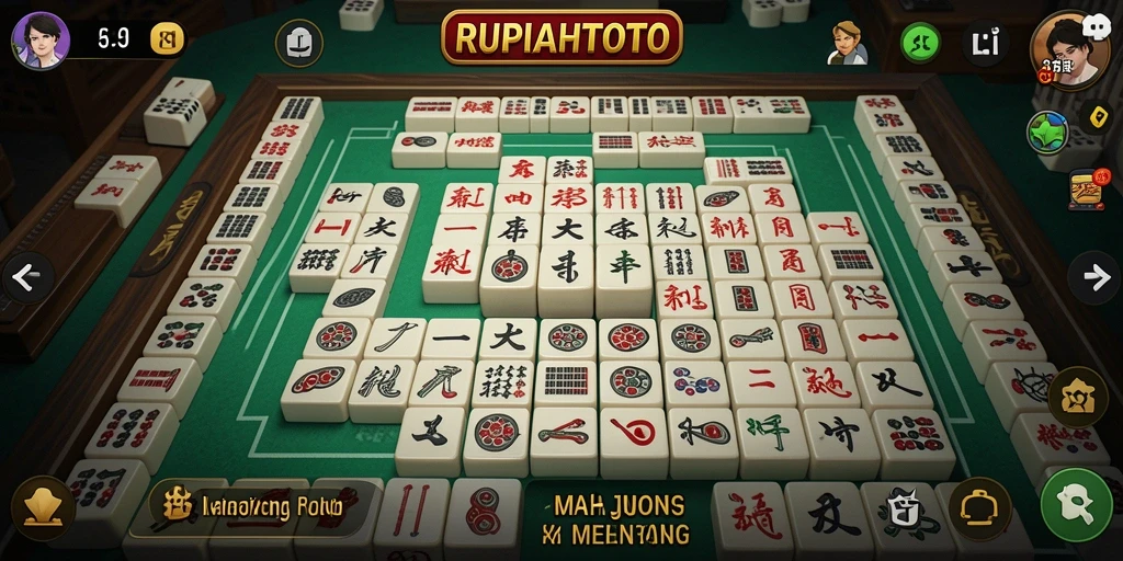 Tampilan gameplay seru RUPIAHTOTO dengan ubin Mahjong.