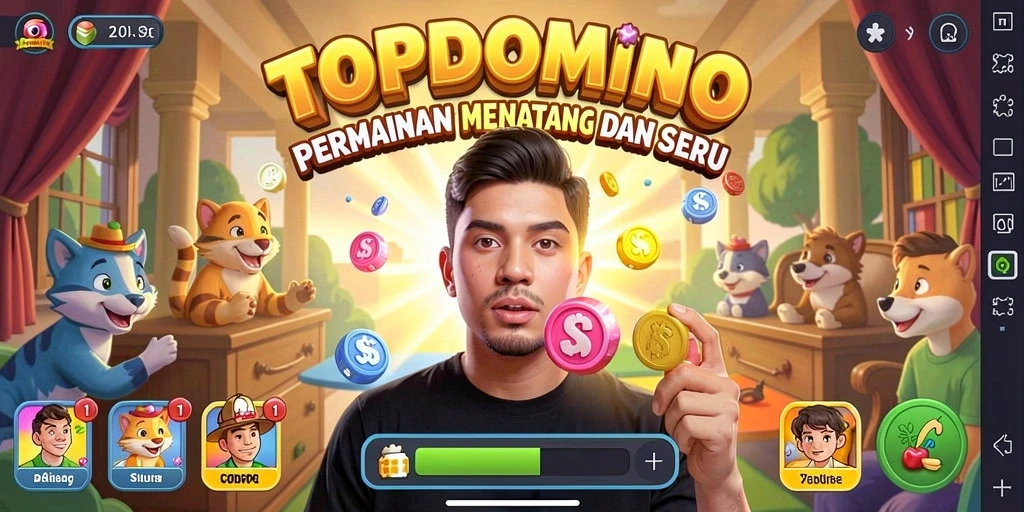 Tampilan gameplay TOPDOMINO yang seru dan menantang.
