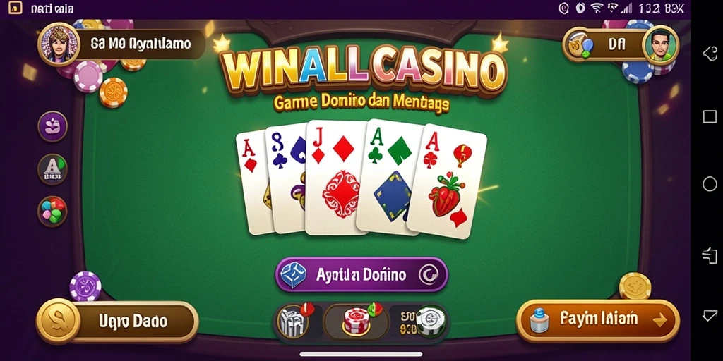 Tampilan screenshot gameplay seru dari WINALLCASINO yang menunjukkan keseruan bermain domino.