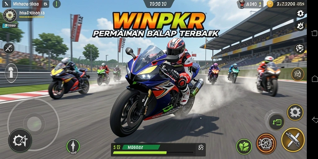 Gameplay balap motor yang cepat dan mendebarkan di WINPKR.